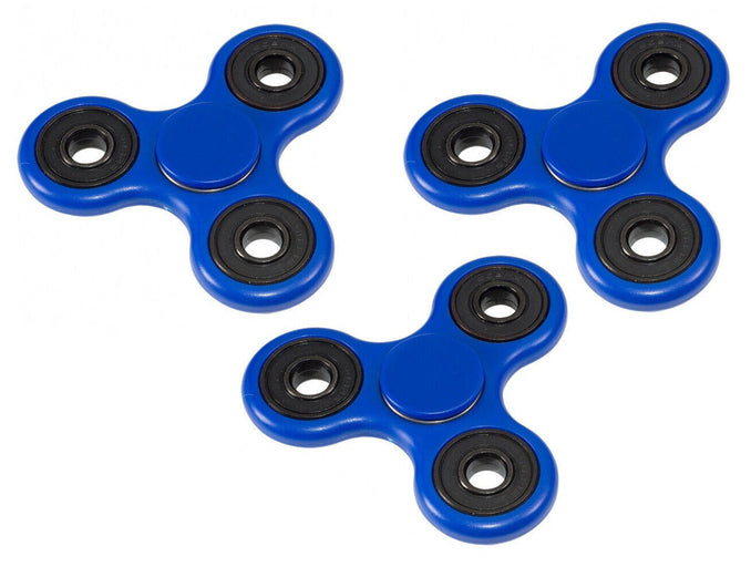 Lot of 250 Fidget Spinners - Tri-Spinner Ceramic Toys for Fun and Anxiety Relief - Blue