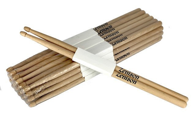 12 PAIRS - 5B WOOD TIP NATURAL MAPLE DRUMSTICKS