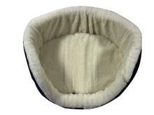 Load image into Gallery viewer, Plush Sherpa Lined Pet Bed with Removable Cushion, Size Med - Dark Navy
