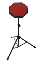 Load image into Gallery viewer, DRUM PRACTICE PAD 8x8&quot; Octagon + STAND Adjustable 19-32&quot; Swivel RED
