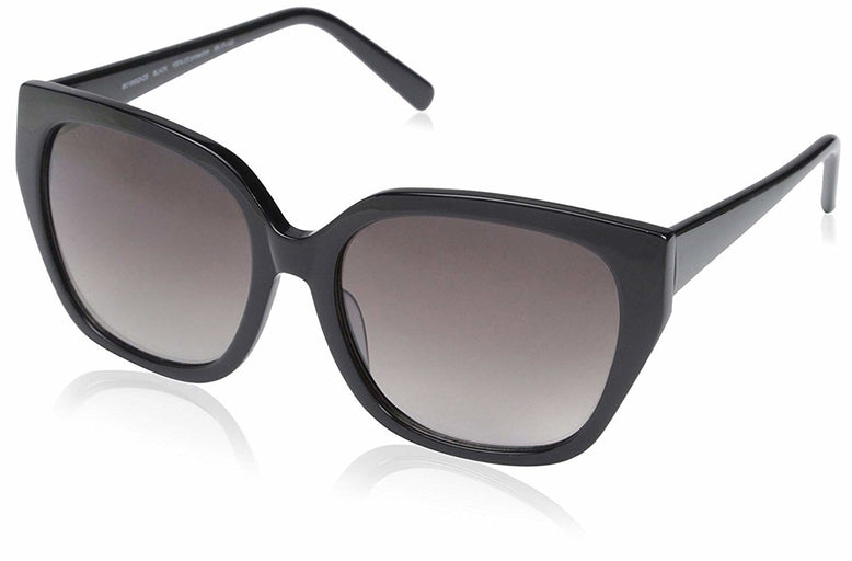 SOCIETY NEW YORK Women's Angular Square Sunglasses, Color: Black, Size:55-17-140