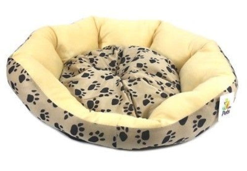 Plush Cushioned Paw Print Pet Bed - Size Medium - 28