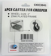 Load image into Gallery viewer, 2 Piece Caster Set, Open Top Design for Creeper 2&quot; Wheel, Zink Plated
