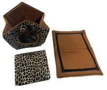 Load image into Gallery viewer, Cozy Pet Cottage, Foldable Pet House with Animal Print, Pet Bed 15&quot; x 13&quot; x 12&quot;¬¨‚Ä†

