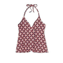 Load image into Gallery viewer, Clean Water Women&#39;s Tile Print Halter Tankini - Red Medium
