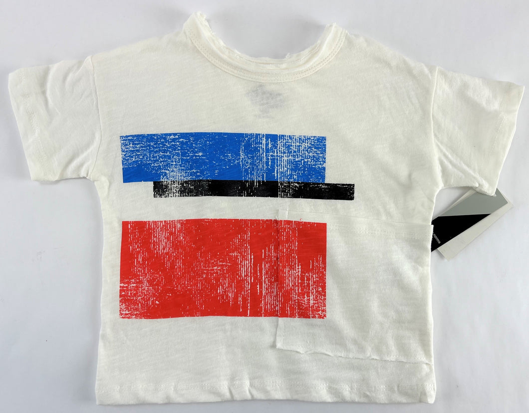 Afton Street T-Shirt Abstract Shapes Short Sleeve Tee w/Pocket Crew, Ivory 4T