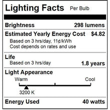 Load image into Gallery viewer, SUNLITE 40W 120V Globe G16 E26 White Incandescent Light Bulb 1500 Hours
