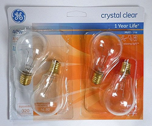 Set of 4 GE Crystal Clear Decorative A15 40W Light Bulb, 1.4 Year Life,INTERMEDIATE Base NOT STANDARD BASE
