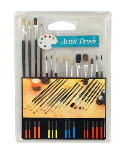15pc Artist Paint Brush Set, all Purpose Oil, Watercolor, and Acrylic Paints