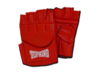 Red Leather Finger-Less Heavy Bag Training Boxing Bag Gloves XL MMA Grappling