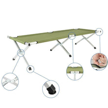 Load image into Gallery viewer, Portable Sleeping Cot Outdoor Hiking Camping Gear Green Olive Drab Steel Frame
