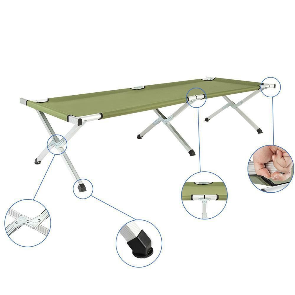 Portable Sleeping Cot Outdoor Hiking Camping Gear Green Olive, Steel Frame factory NEW