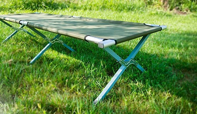 Portable Sleeping Cot Outdoor Hiking Camping Gear Green Olive Drab Steel Frame