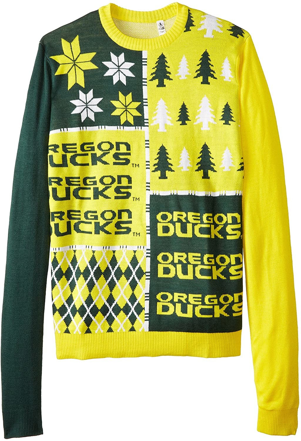 Klew NCAA Busy Block Ugly Christmas Sweater - Large - Oregon Ducks