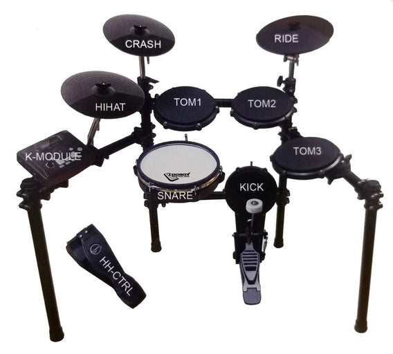 8 Piece DIGITAL DRUM SET with STAND Electronic Kit Quiet Mesh Rubber Heads