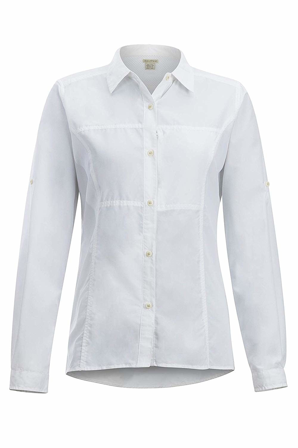 ExOfficio Women's Lightscape Long Sleeve Collared Shirt, White, X-Small