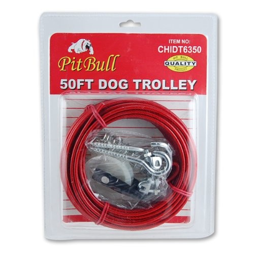 50 Foot Dog Tree Trolley Tie Out Cable by Pit Bull