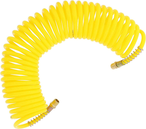 Recoil Hose 1/4in x 50ft Portable Polyurethane Coil Hose w/Spring Guards 200PSI