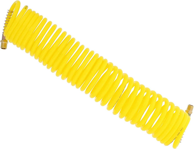 Recoil Hose 1/4in x 50ft Portable Polyurethane Coil Hose w/Spring Guards 200PSI