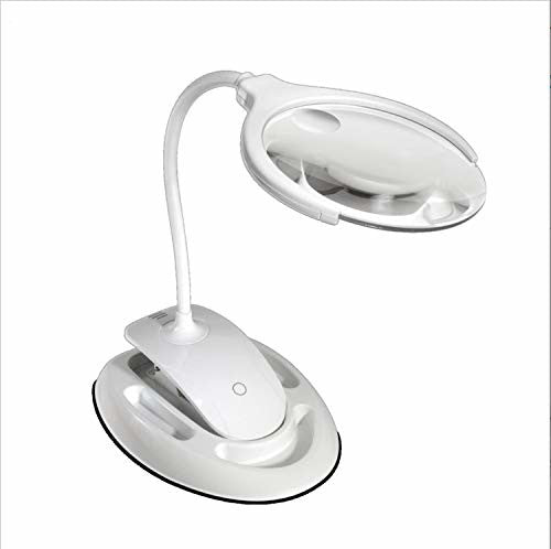 2 in 1 Magnifier Lamp with LED Light Desk or Clamp-on 3 and 8 Diopter Rechargeable