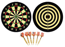 Load image into Gallery viewer, Dartboard Set - Double Sided 16.5&quot; DART BOARD + 6 Brass Tipped DARTS 
