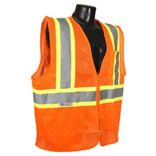 Radians SV225-2ZOM-3X Polyester Mesh Economy Class-2 Fire Retardant Vest with Two Tone Trim, 3X-Large, Orange