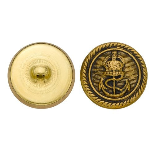 C&C Metal Products 5269 Royal Anchor Metal Button, Size 36 Ligne, Antique Gold, 36-Pack