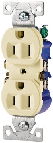 EATON Wiring 270A-SP-L Standard Grade Straight Blade Duplex Receptacle with 15-Amp, 125-Volt, 5-15-NEMA Rating, Almond