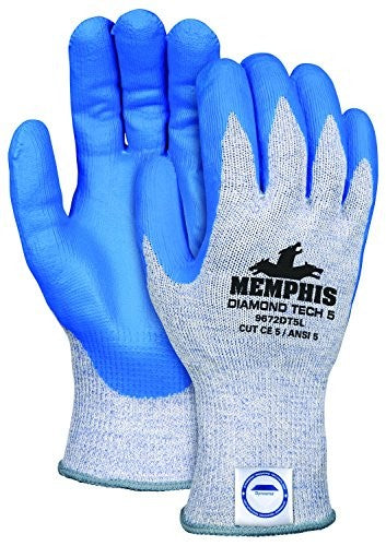MCR Safety 9672DT5PUM Memphis Diamond Tech 5 10 Gauge Dyneema Gloves (1 Pair), Navy Blue, Medium