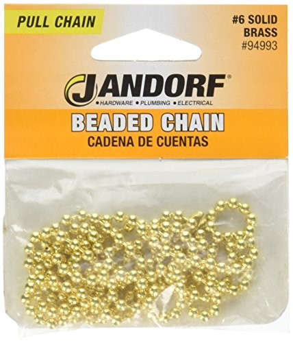 Jandorf Specialty Hardware 94993 Number-6 Beaded Chain with Connector, Solid Brass, 3-Feet
