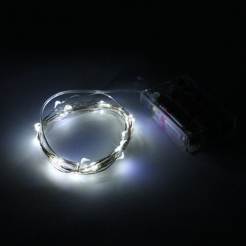 BZONE Micro Sealed LED 30 Super Bright Cold White Color Soft Subdued Vibrant Shiny Lights Battery Operated on 10Ft Long Silver Color Ultra Thin Virtually Weightless Malleable String Wire