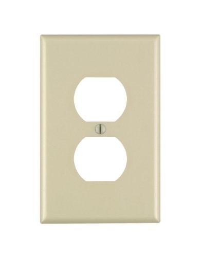 Leviton 1-Gang Duplex Device Receptacle Wallplate, Midway Size, Thermoset, Device Mount