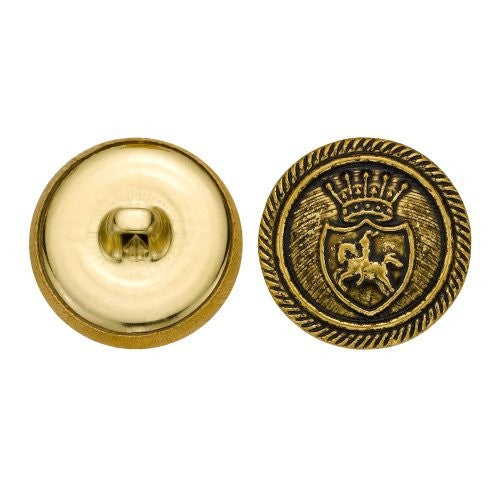 C&C Metal Products 5312 Royal Horse Crest Metal Button, Size 33 Ligne, Antique Gold, 36-Pack