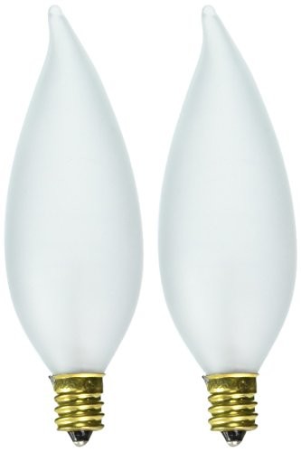 Bulbrite B25CFF 25-Watt 120V Incandescent Flame-Tip Chandelier Bulb, Frost, 2-Pack