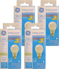 Load image into Gallery viewer, Pack of 4 GE 15W CFL Energy Smart Bulb Equivalent to 60W Soft White Color Tone A19
