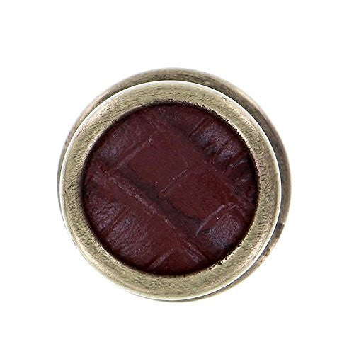 Vicenza Designs K1111 Equestre Insert Knob with Brown Leather Strap, Antique Brass