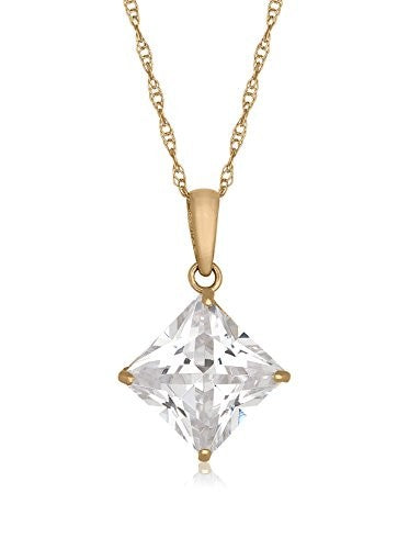 Diamante 10K Gold Princess-Cut CZ Pendant Necklace
