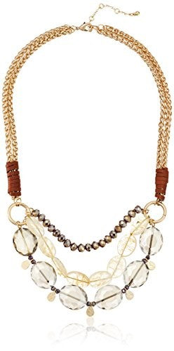 Leslie Danzis Chunky Stone Necklace with Leather Accent