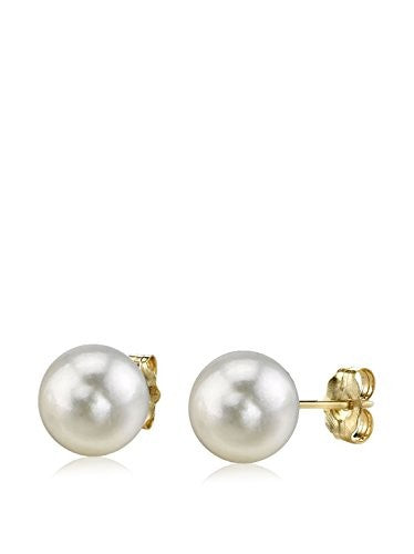 Radiance Pearl Women's 6.5-7.0mm White Akoya Cultured Pearl & 14K Yellow Gold Stud Earrings