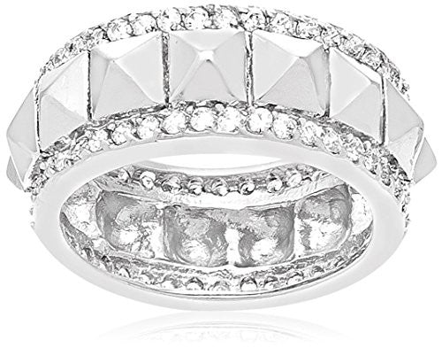 Annabella Lily 18K White Gold-Plated CZ Pyramid Stud Ring