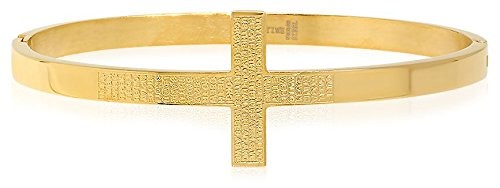 Piatella 18K Gold-Plated Lord's Prayer Cross Bangle