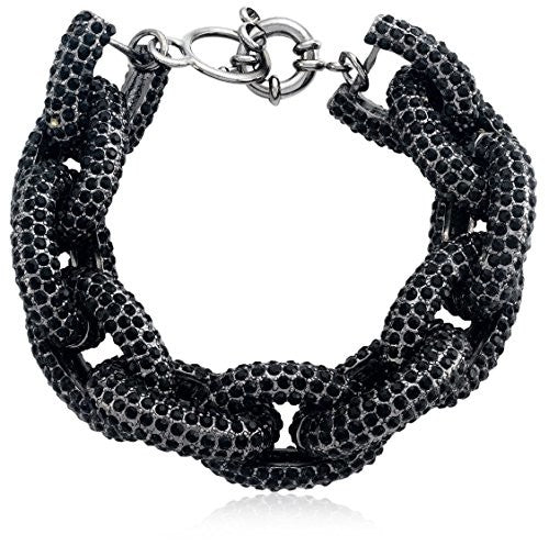 Passiana Black Crystal Gunmetal Chain Link Bracelet