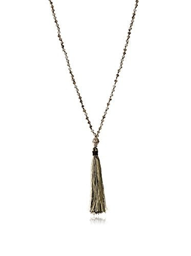 Elise M Semi Precious Beaded Necklace with Tassel