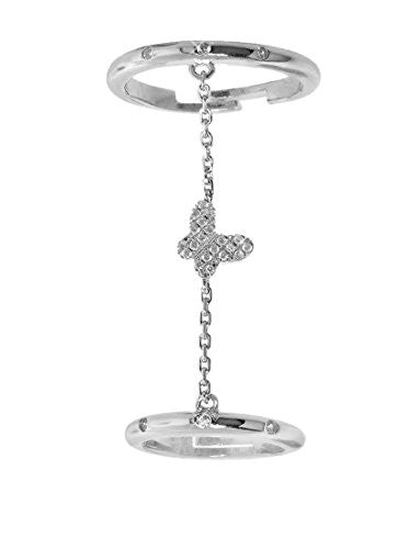 Diamonere Sterling Silver Pavé Butterfly Chain Ring