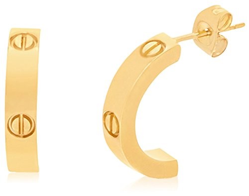 Annabella Lily 18K Gold-Plated Screw Half Hoop Earrings