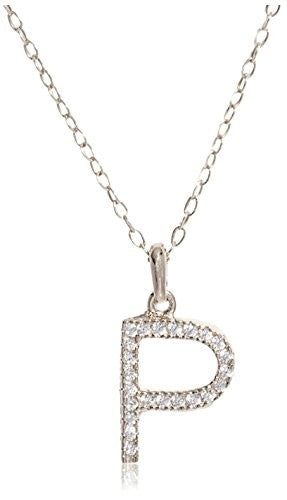 Peermont Jewelry CZ Pavé P Sterling Silver Initial Pendant Chain Necklace