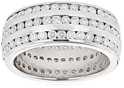 Peermont Jewelry Triple-Row CZ Sterling Silver Eternity Ring Band