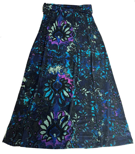 Abstract Floral Blue & Purples Printed Maxi Skirt by Mossimo Supply Co. Small
