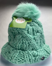 Load image into Gallery viewer, BULA Kids  Girls Raquel Beanie, Knit Sock Hat with Poof, Sea Aqua, One Size
