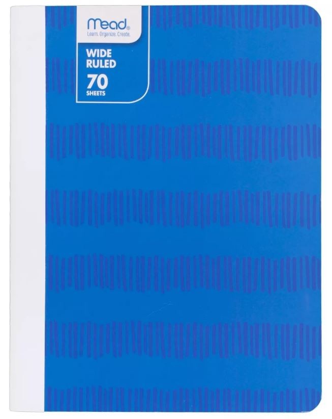 Mead 70 Sheet Wide Ruled Paper Cover Notebook - Blue
